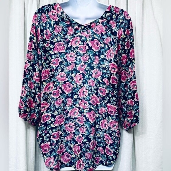 LC Lauren Conrad Floral Print‎ Sheer Button Down Blouse Size Small Multicolored - Picture 4 of 12